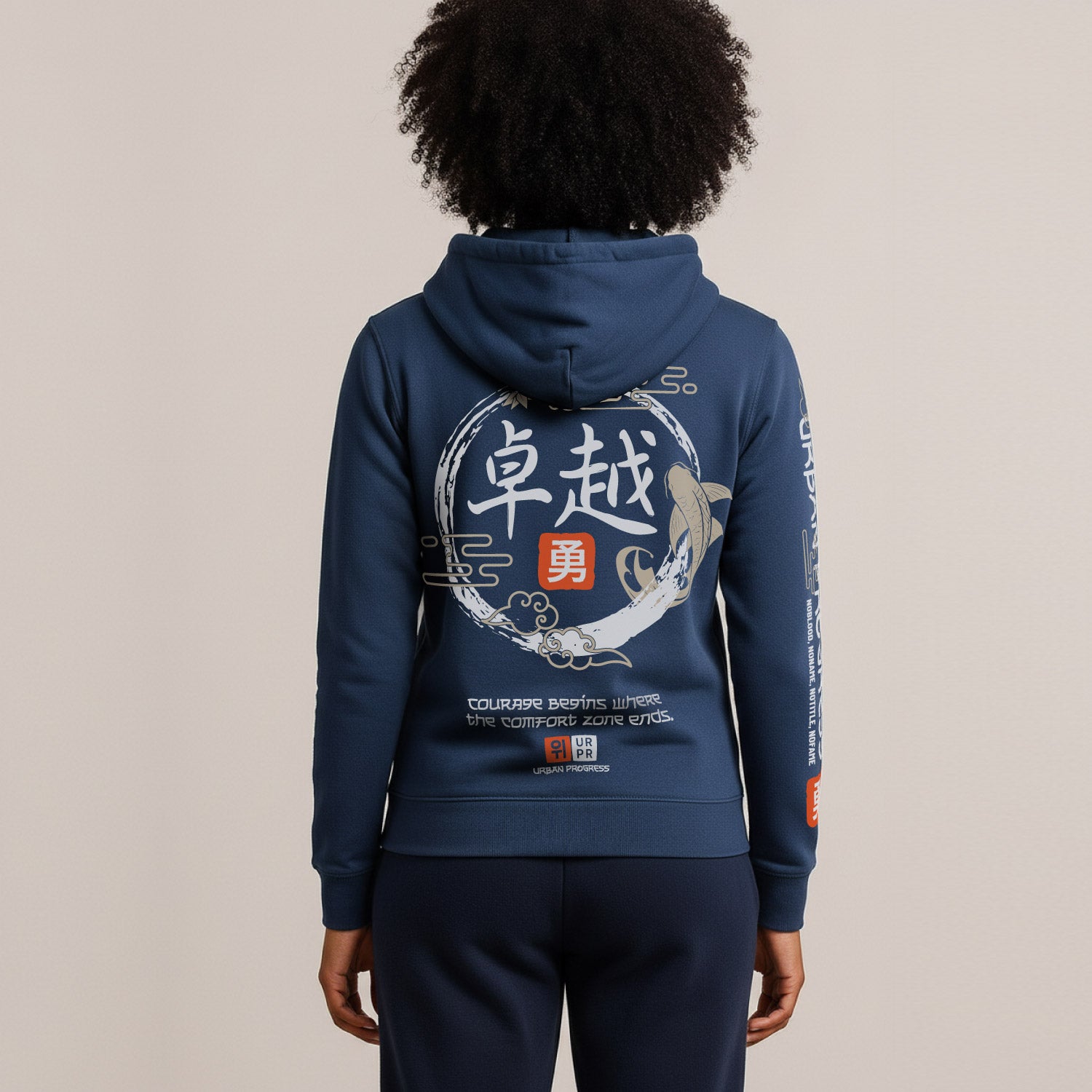 Legacy Hoodie Urban Flux Dames Model Indigo blauw achter