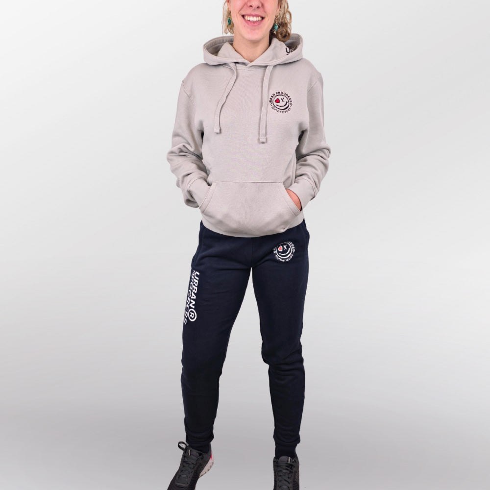 Legacy Joggingpak model licht grijs-navy front