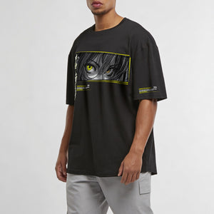 Loose T-shirt SECOND SELF model zwart front close
