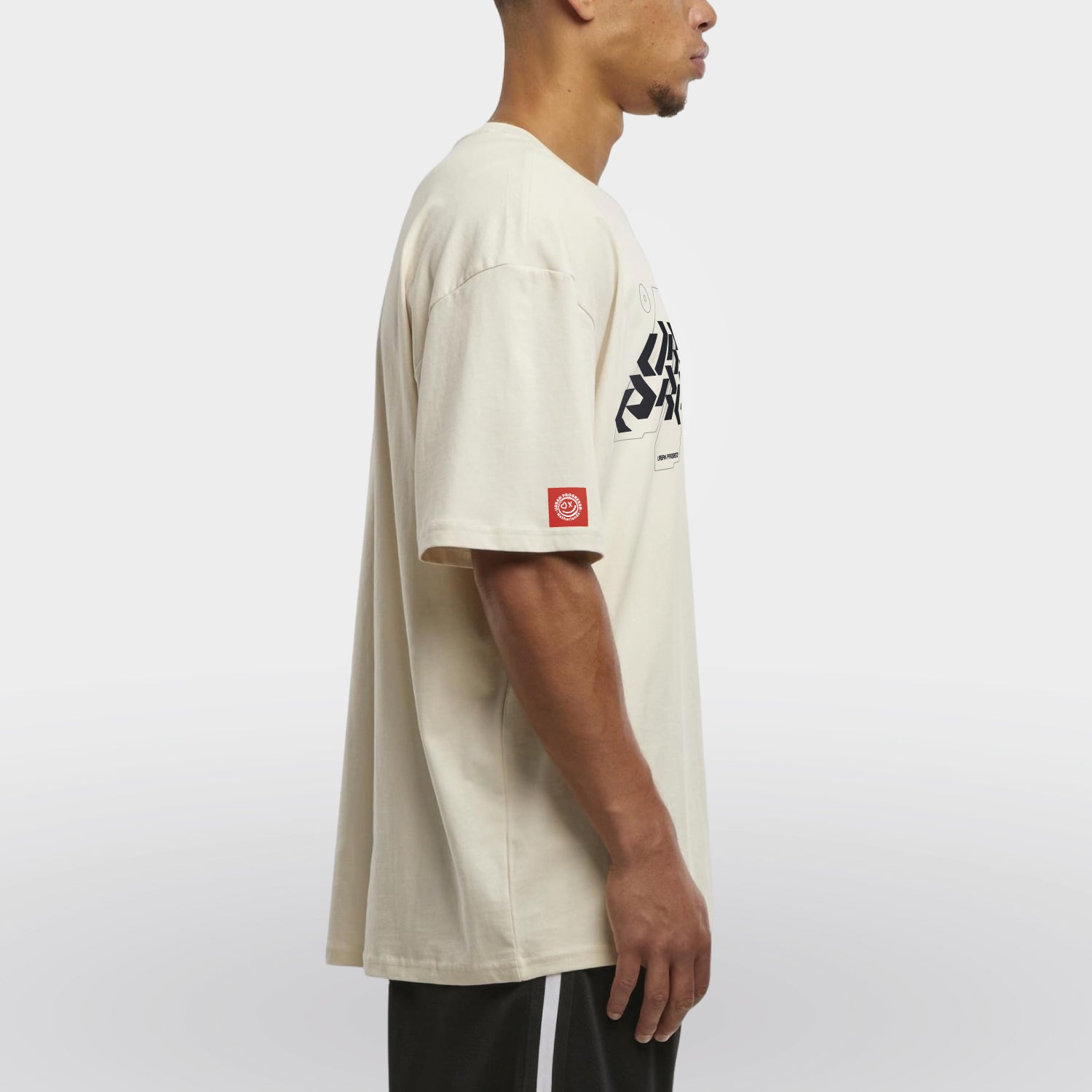 Loose t-shirt CYBER-CORE model beige side