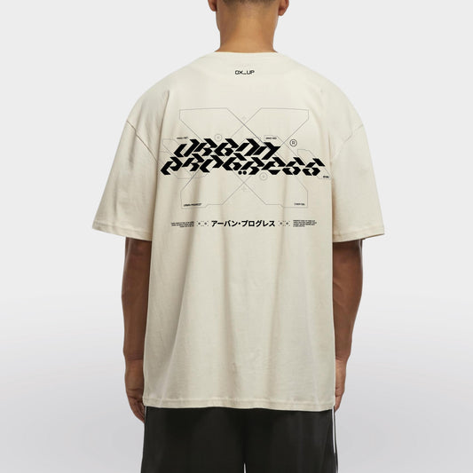 Loose t-shirt CYBER-TONE model beige back