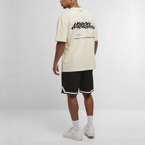 Loose t-shirt CYBER-TONE model beige back compleet