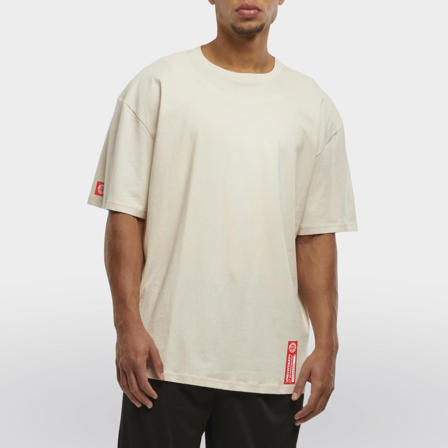 Loose t-shirt CYBER-TONE model beige front