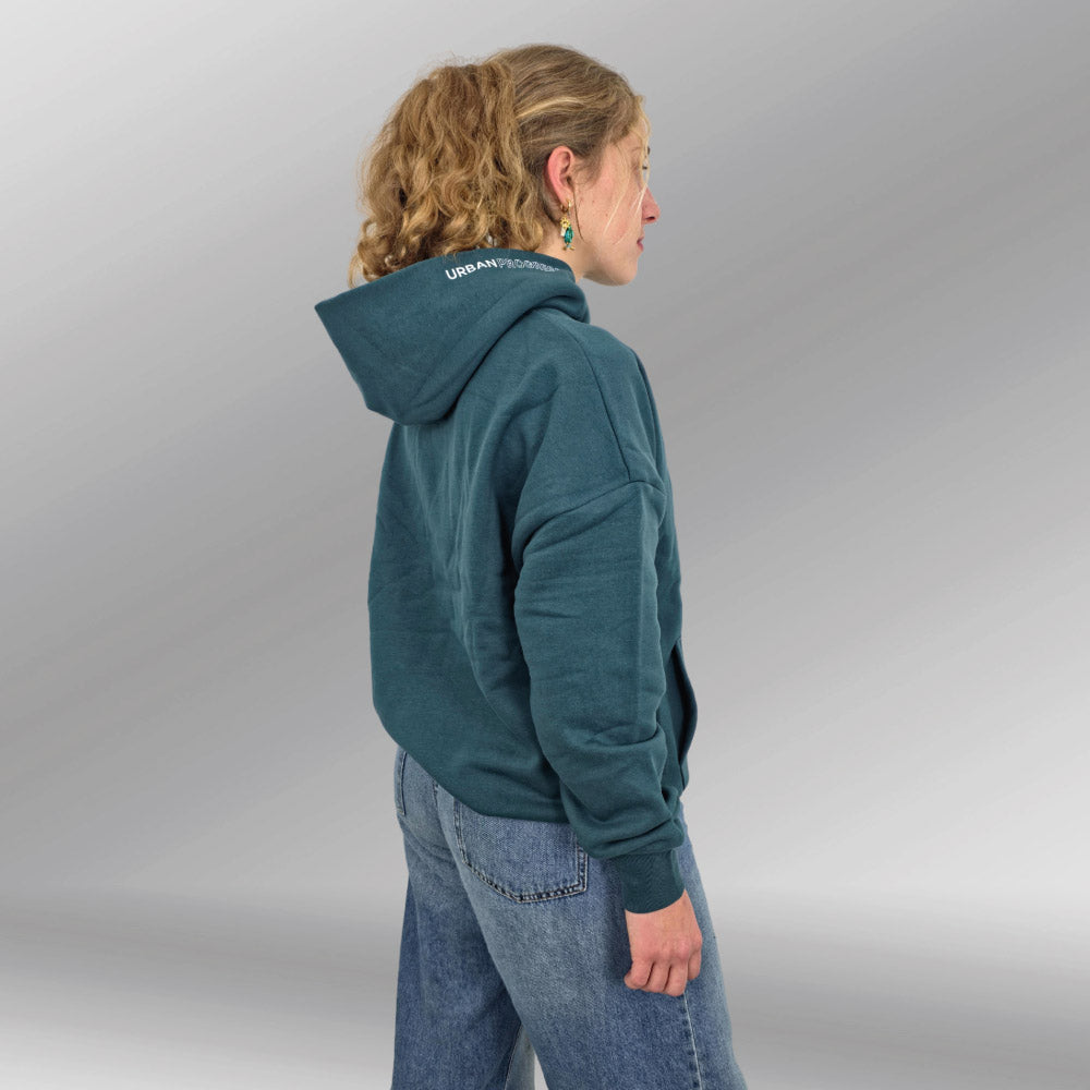 Oversized Hoodie Kairo Dames model turqoise side back