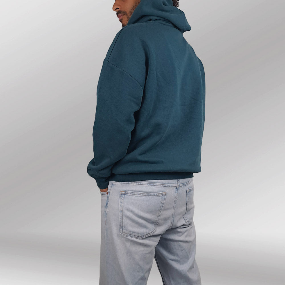 Oversized Hoodie Kairo turquoise back left model