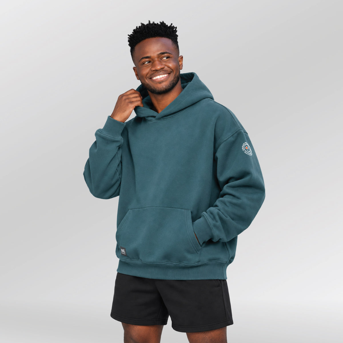 Oversized Hoodie Kairo turquoise side right model