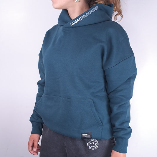 Oversized Hoodie Oku Dames front close model Amalfi Teal