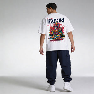 Oversized Recycled Tee KABUKI model wit back full body