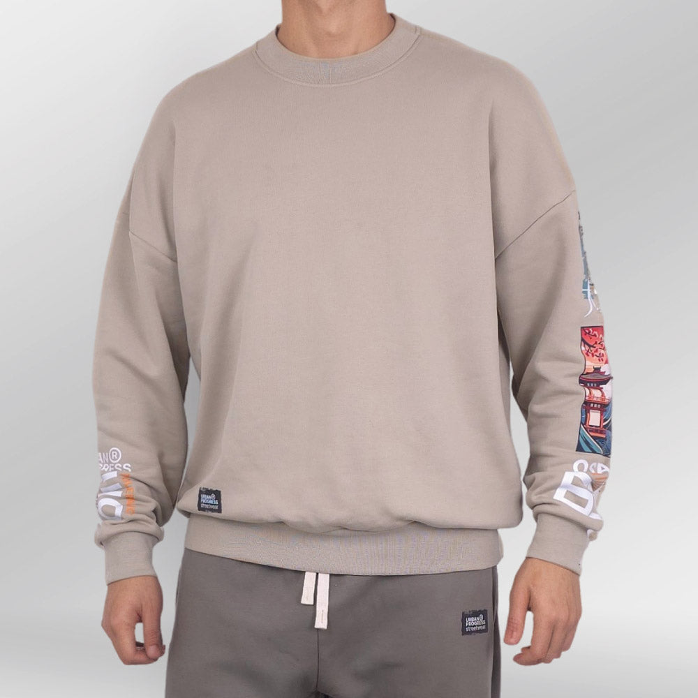 Oversized Sweater Zero Tolerance Model beige front close