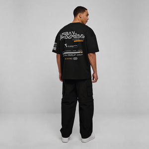 Oversized T-shirt FREQ-O7 model zwart front compleet