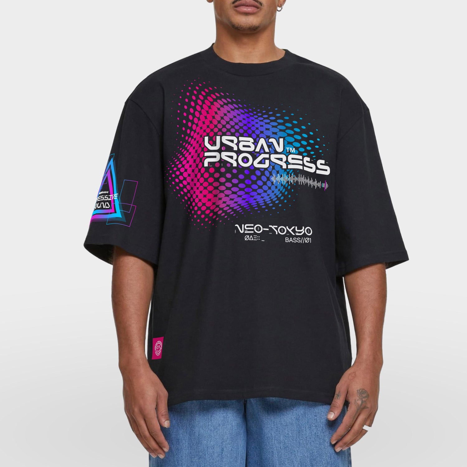 Oversized sleeve t-shirt Baseline model zwart front