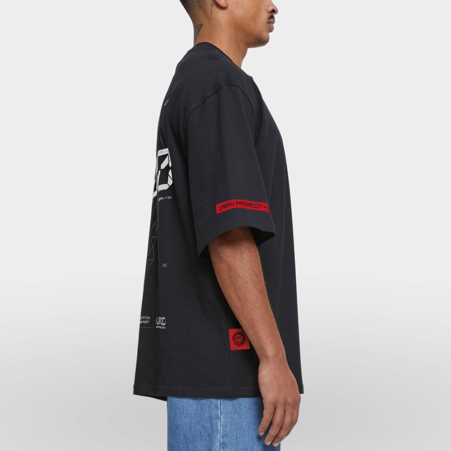 Oversized sleeve t-shirt EVOLUTION model zwart side