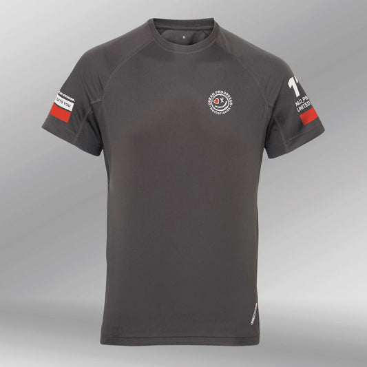 Panelled Tech Tee Not being average grijs front