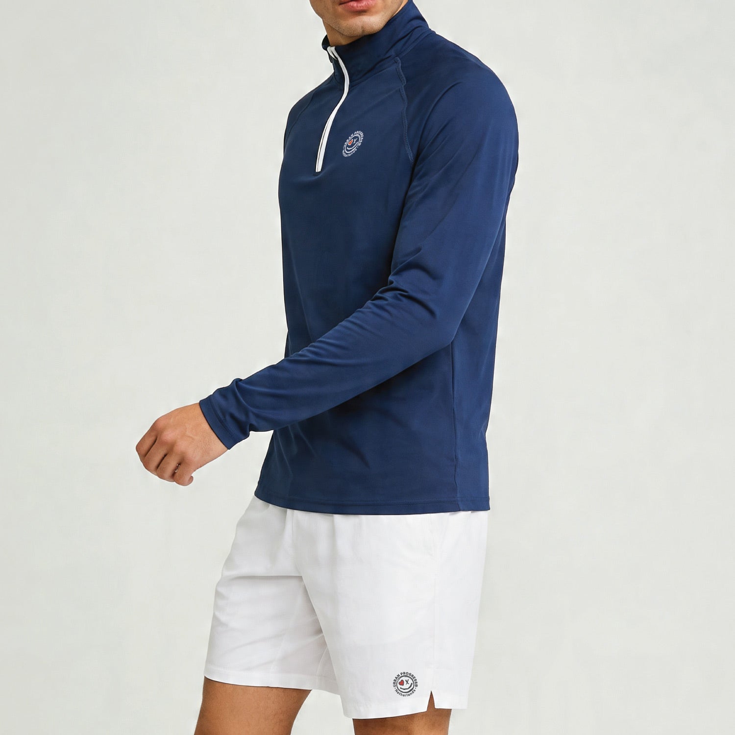 Performance Long Sleeve kwart rits model blauw front left
