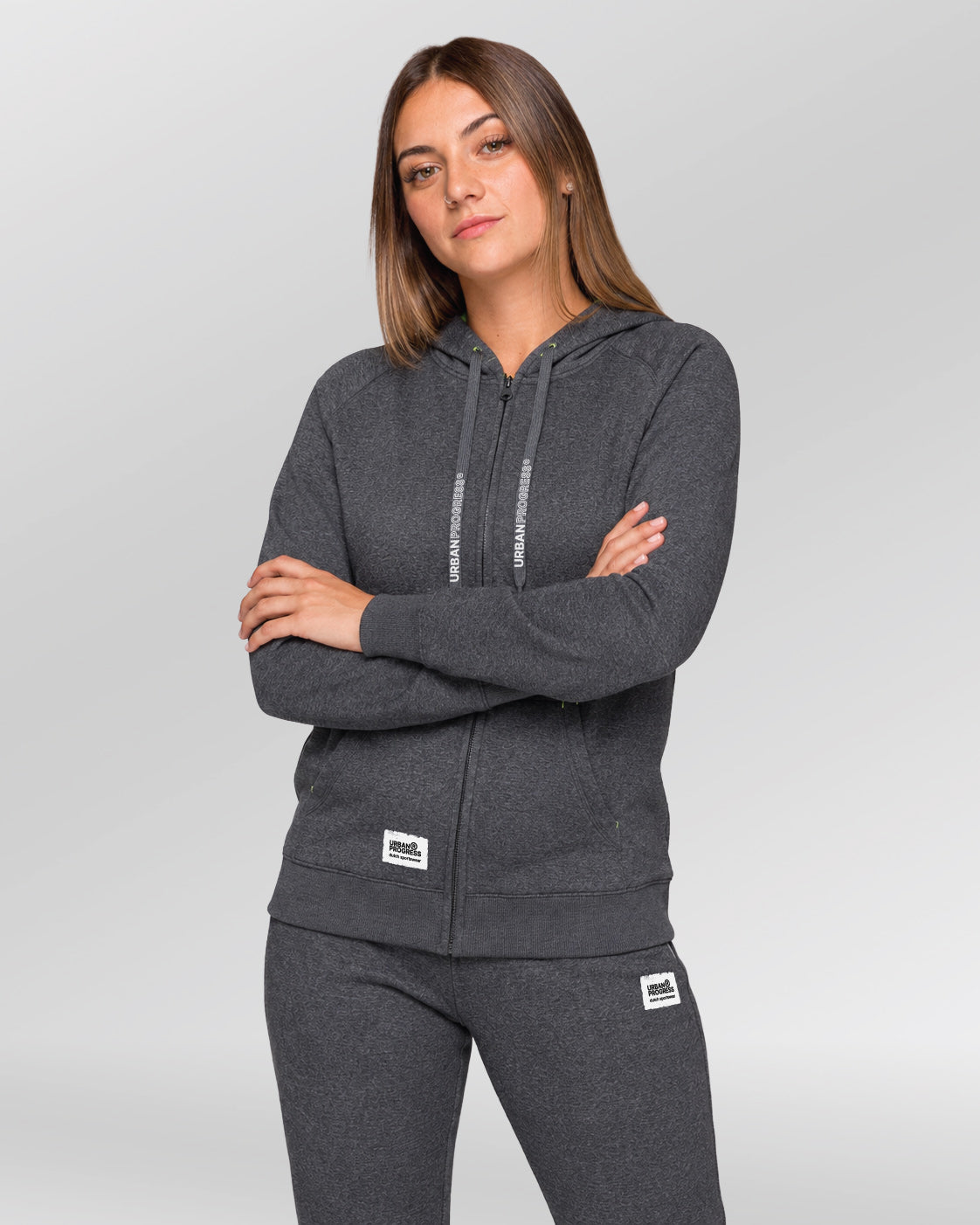 Pro-Court-Padel-Sweatvest-Dames-model-front-grijs