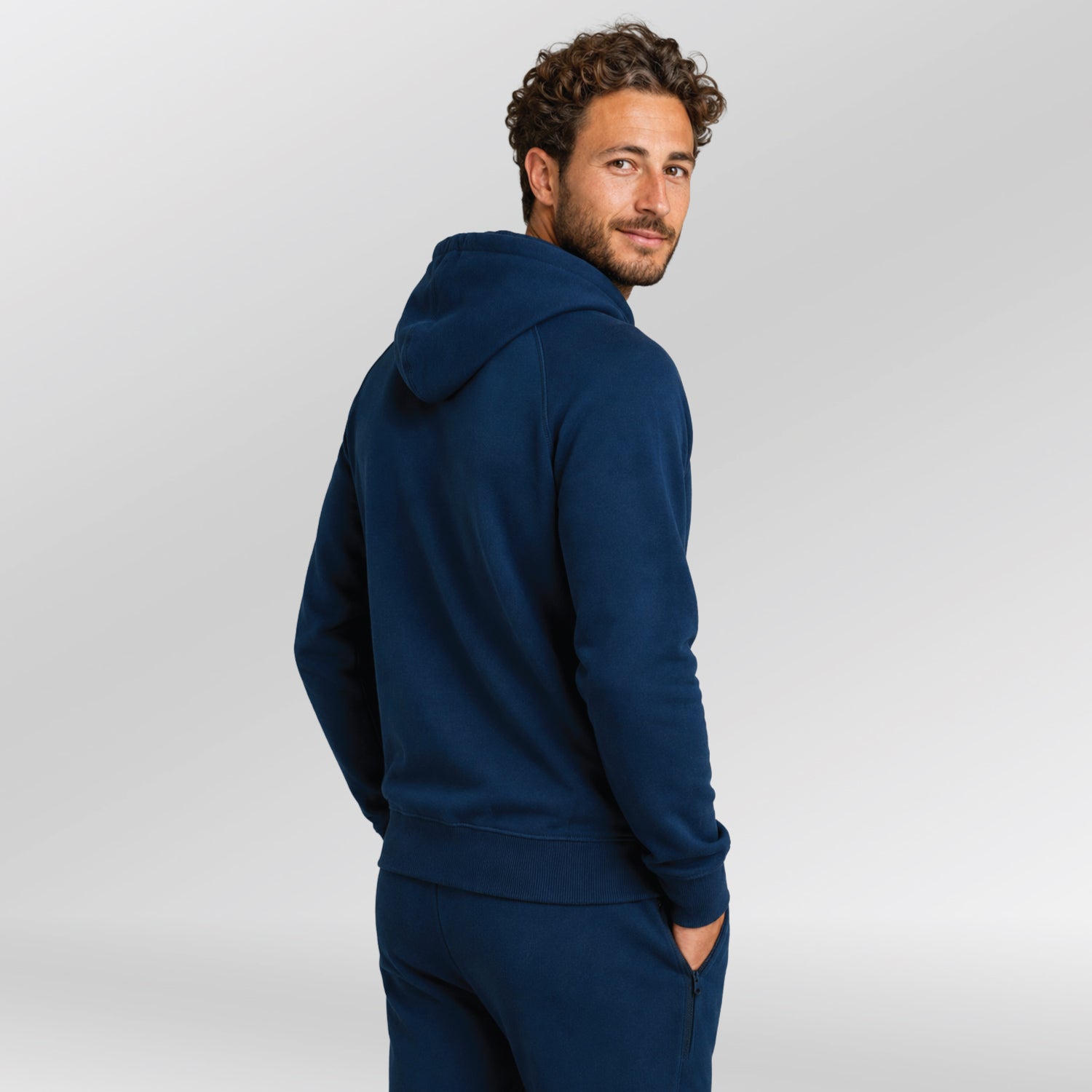 Pro-Court-Sweatvest-met-capuchon-model-blauw-back-side