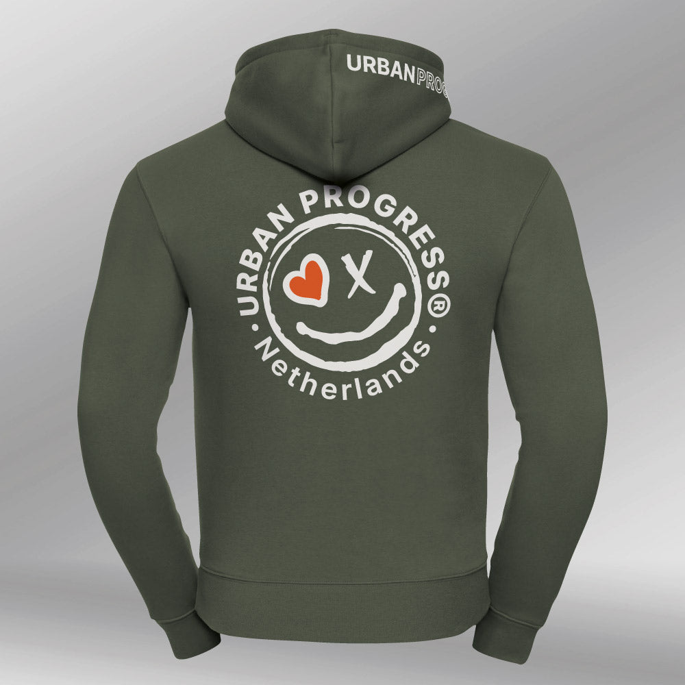 Signature Hoodie Heren olijf groen back