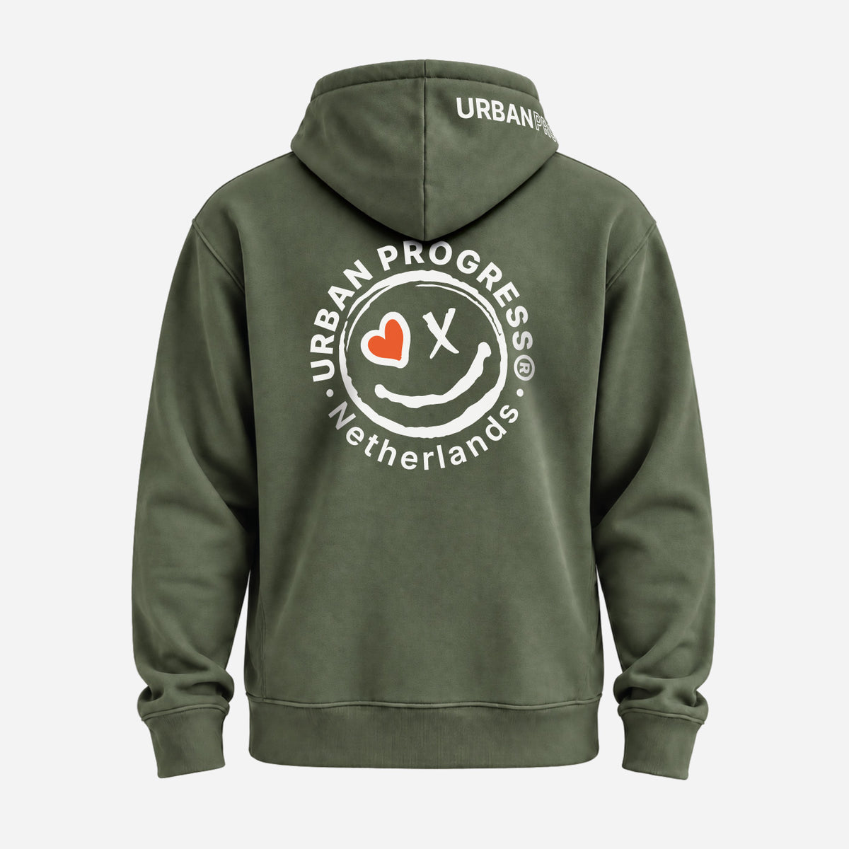 Signature Hoodie Heren olijf groen back