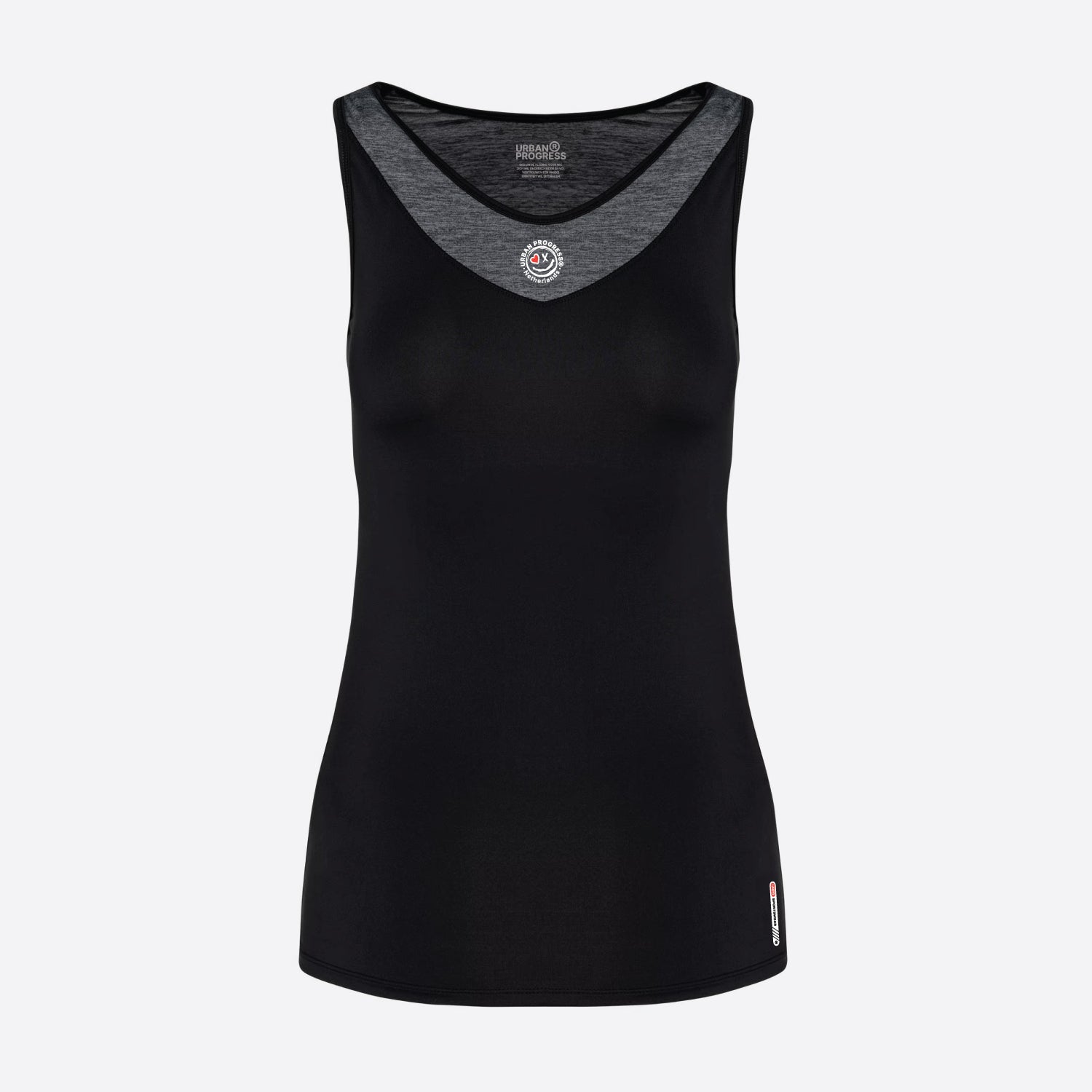 Slub-Flow-Sporttop-zwart-grijs-front
