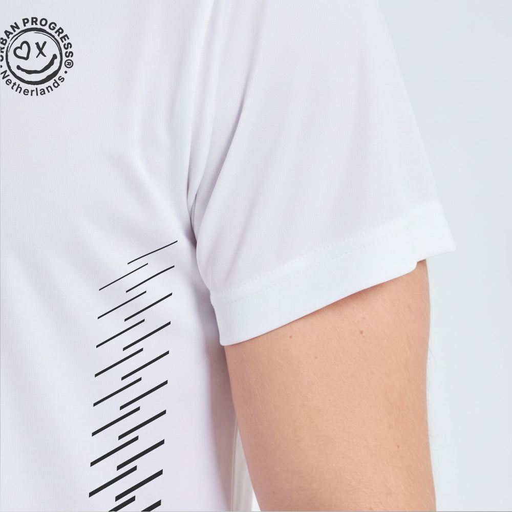 Stride Performance Tee Model wit detail mouw