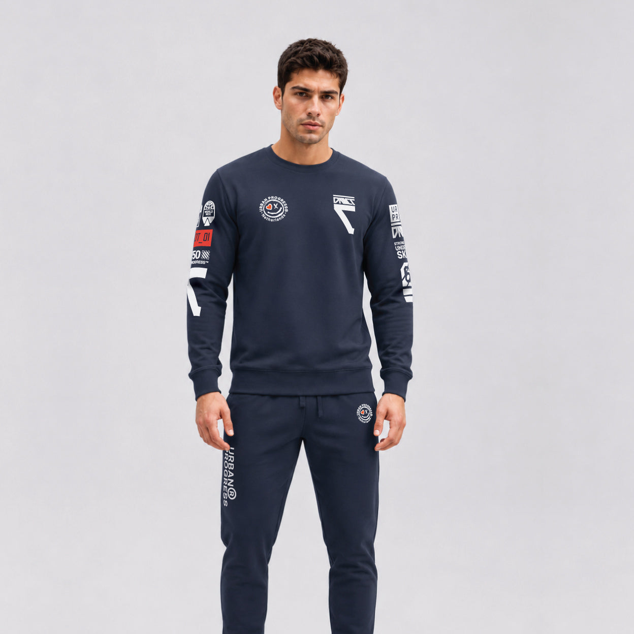 Sweatshirt-Protocol-model-navy-blauw-front