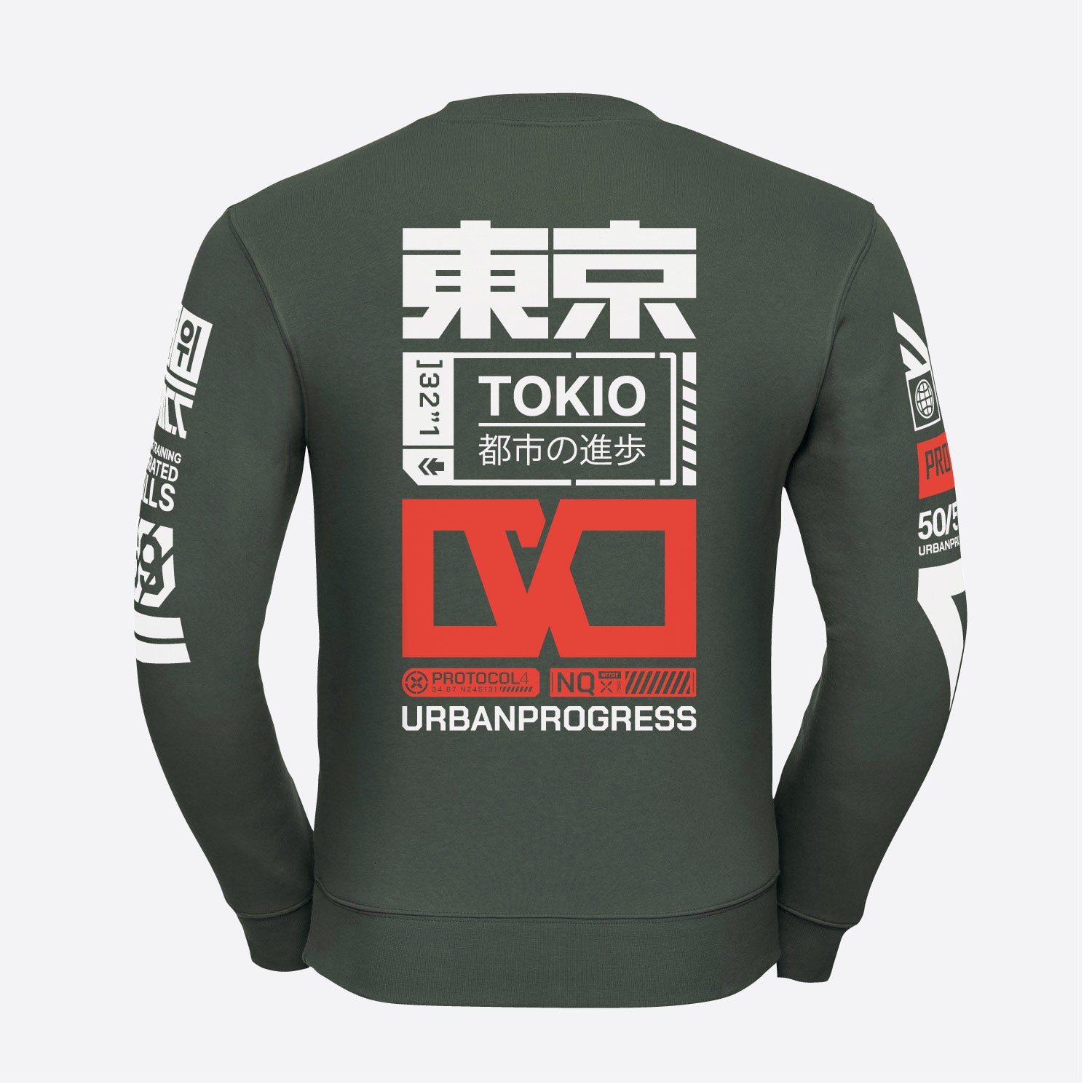 Sweatshirt-Protocol-olijf-groen-back