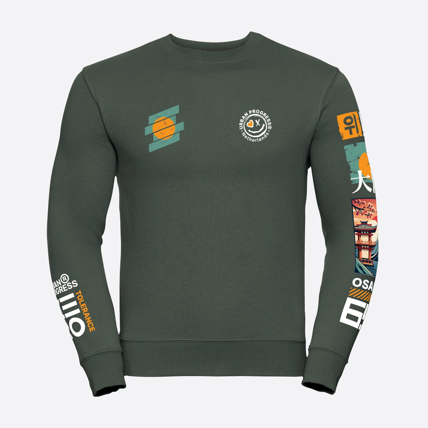 Sweatshirt-Zero-Tolerance-olijf-groen-front