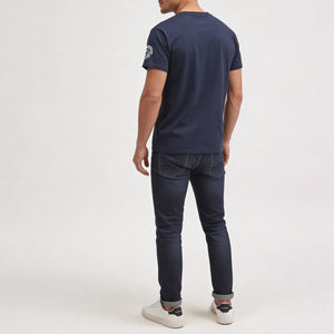 T-shirt N-69 model navy back full person