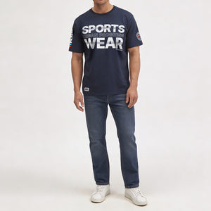 T-shirt N-69 model navy front full person