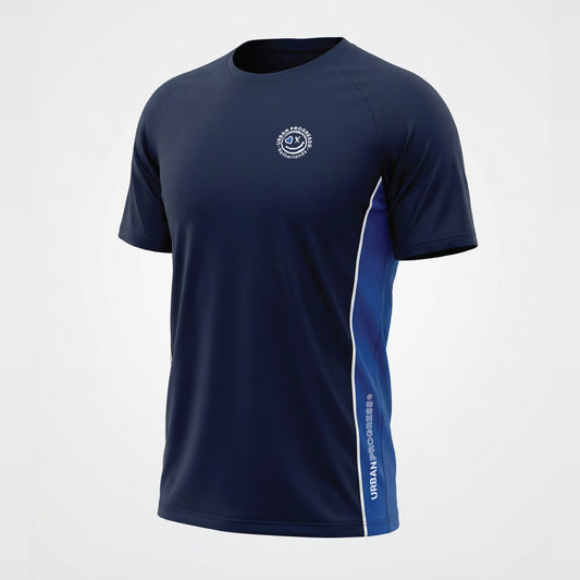 Univi Panelled T-shirt - Navy-Royal