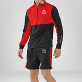 Univi Kwart rits Trainingsjas zwart-rood front heren model