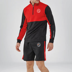 Univi Kwart rits Trainingsjas zwart-rood front heren model
