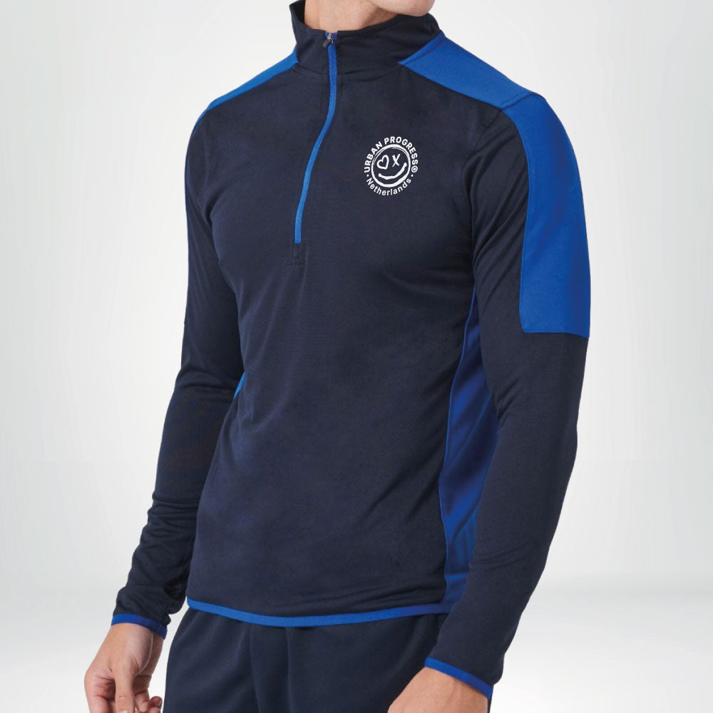 Univi Kwart rits Tussenlaag Navy-Royal front side heren model