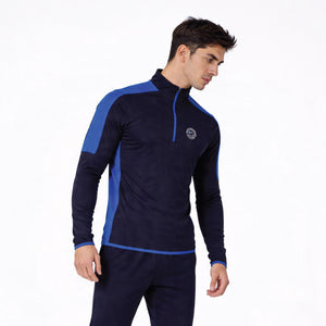 Univi Kwart rits Tussenlaag Navy-Royal model front side