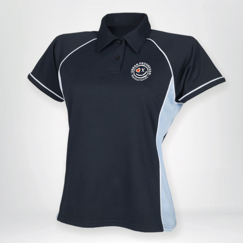 Univi Performance Polo navy-sky-white vrouw front
