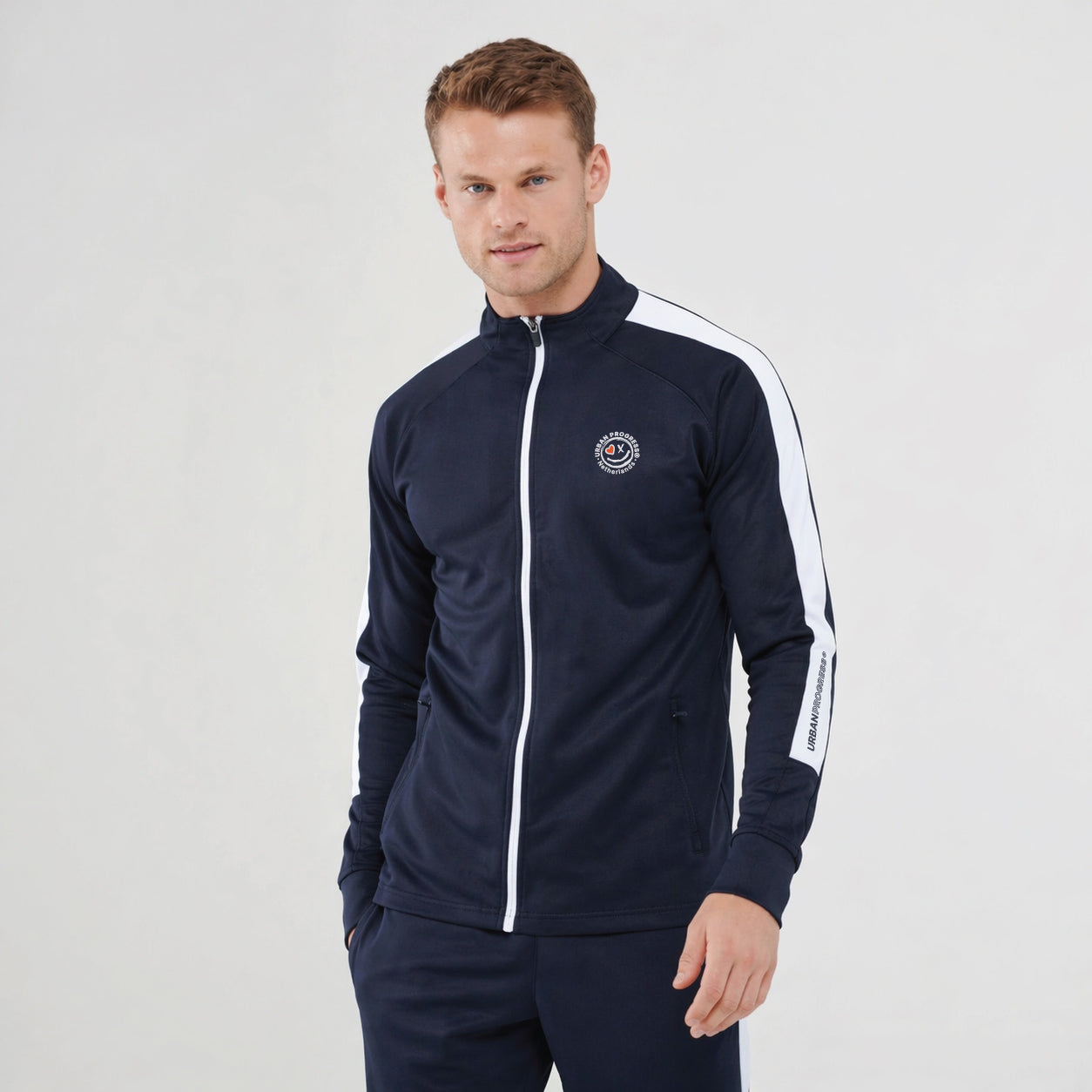 Univi Trainingsjack navy-wit model front
