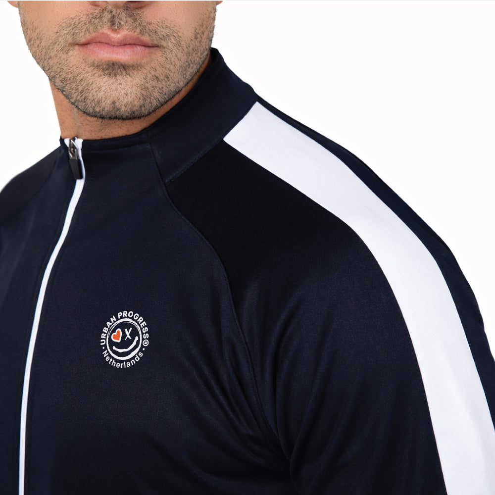 Univi Trainingsjack navy-wit model front close