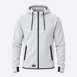 Urban Progress Court Tech Zip Hoodie Ash Heather met zwarte rits en twee afsluitbare zakken