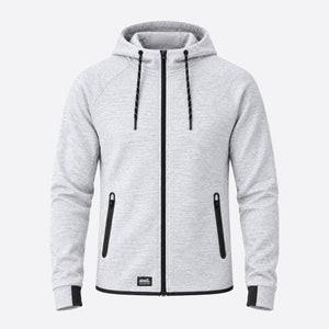 Urban Progress Court Tech Zip Hoodie Ash Heather met zwarte rits en twee afsluitbare zakken